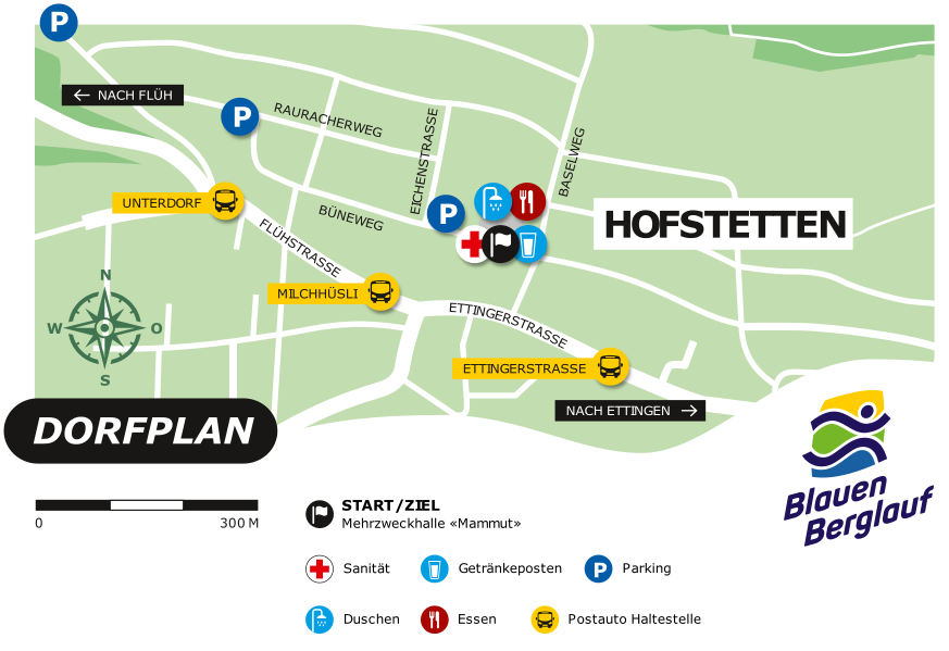 Blauen Berglauf Dorfplan