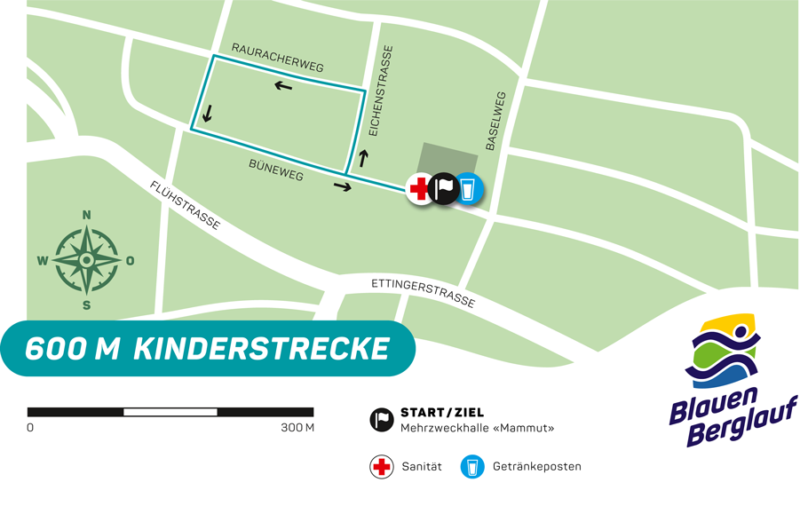 Blauen Berglauf Streckenplan 600 m
